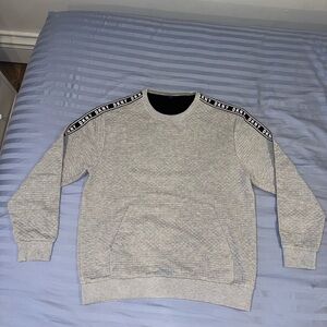 DKNY Men's Gray Crewneck Sweater with Logo Detail